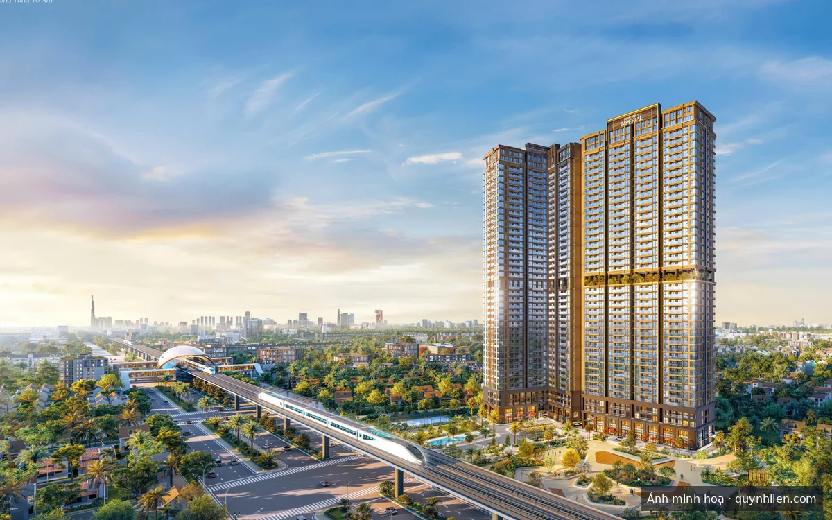Hình phối cảnh khu căn hộ Khải Hoàn Imperial nằm trên Quốc lộ 13