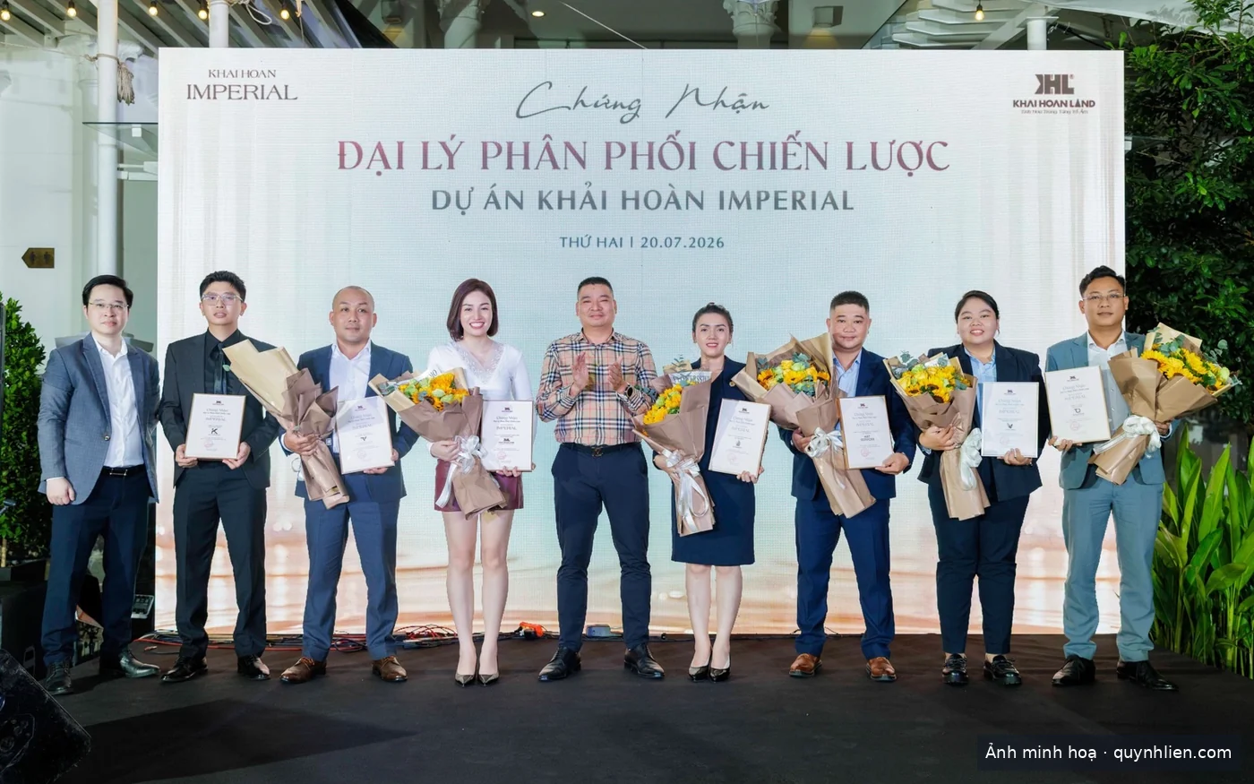 Khải Hoàn Land trao chứng nhận cho các đại lý bán dự án Khải Hoàn Imperial